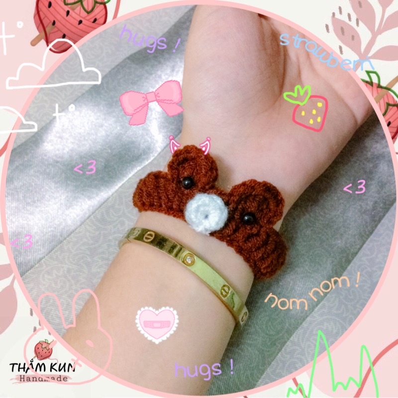 Vòng tay heo, ếch, cà rốt, thỏ, gấu đan len handmade