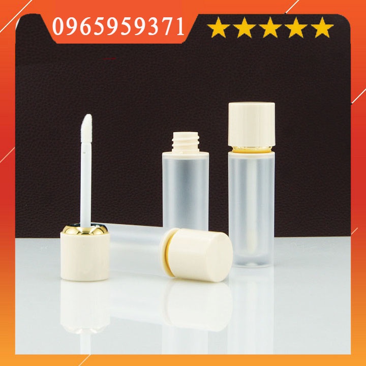 Vỏ son kem nắp trắng be 5ml, Vỏ đựng son môi