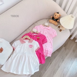Đầm thun bé gái, váy cổ bẻ cho bé gái