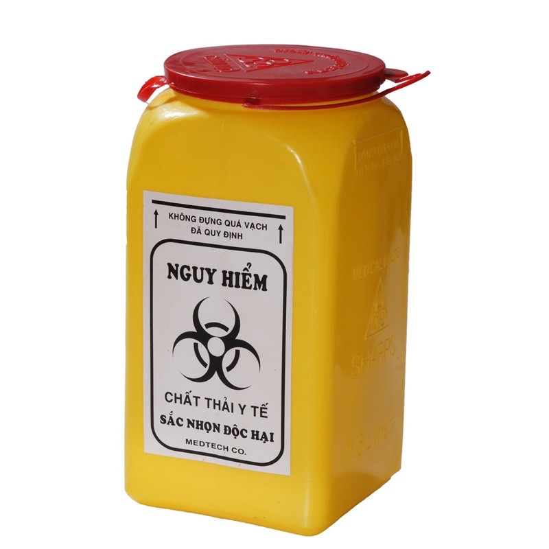 ❤Bình Hủy bơm Kim Tiêm 1,5 lít 1.5l,Thùng chứa kim tiêm,rác sắc nhọn,sinh học 1,5 lít 1.5l,hộp đựng vật sắc nhọn 1.5L