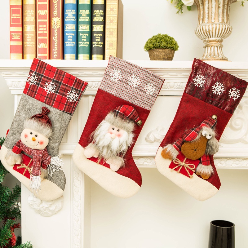 Tất đựng quà giáng sinh cỡ lớn 46CM * 22CM họa tiết ông già noel/người tuyết hoạt hình