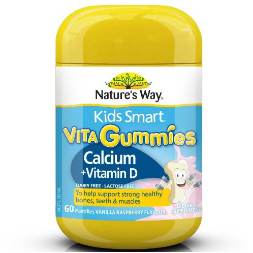 Kẹo dẻo bổ sung Canxi + D3 cho bé số 1 Úc - Nature's Way Kids Smart Vita Gummies Vitamin D3 + Canxi 60 viên