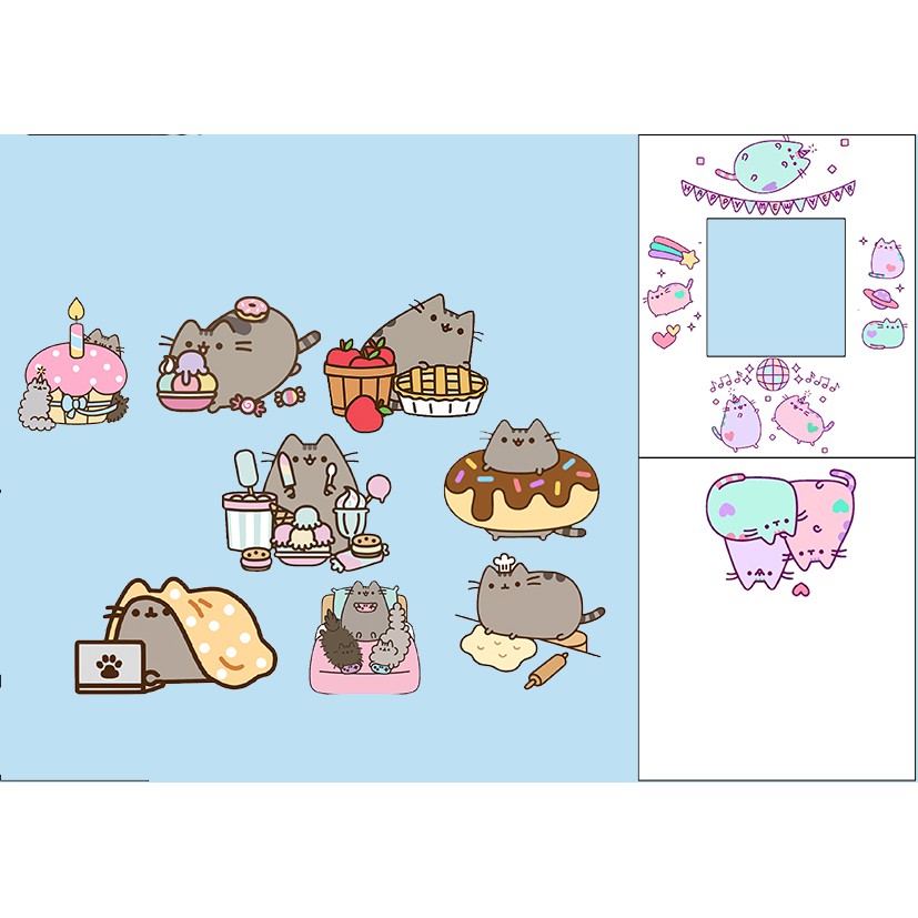 sticker pusheen cắt rời size to SCI6 có bao giấy cute dễ thương bullet journal
