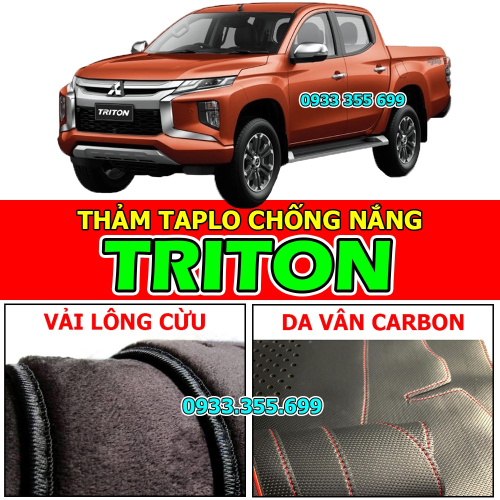 Thảm Taplo MITSUBISHI TRITON bằng Nhung lông Cừu hoặc Da vân Carbon, Da vân Gỗ