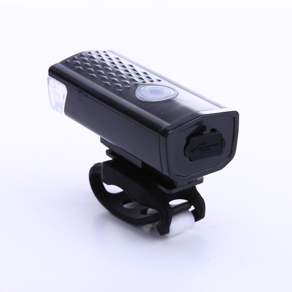 Đèn led xe đạp sạc USB - Đèn pha xe đạp sạc cổng USB mini màu đen, kèm dây sạc (kích thước 6,5 x 2,8 x 2,5cm)