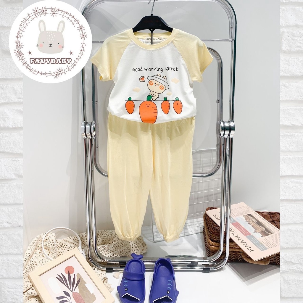 Bộ MINKY MOM Bé Trai Bé Gái Alibaba Cộc Tay Hoạ Tiết Hoạt Hình Mèo Thỏ Cua Bé Đi Học Đi Chơi 0 1 2 3 4 5 Tuổi - Favybaby