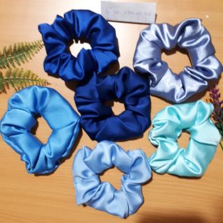 Thun buộc tóc Scrunchies vải lụa bóng thời trang hot trend màu trơn ( bảng màu 1k)