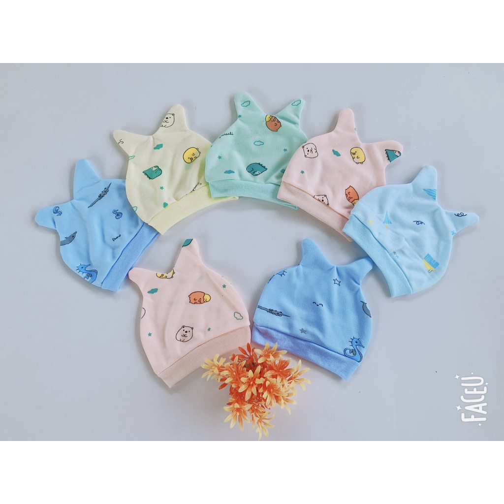 (1 chiếc) Mũ sơ sinh cotton cho bé nhiều mẫu (Hàng Việt Nam)