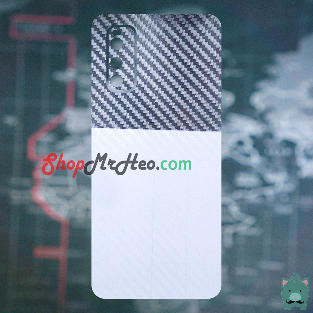 Skin Dán Mặt Sau Lưng Vân 3D Vivo iQOO 3 5G - iQOO Neo 3 5G - Carbon, Hình hộp, Nhám, Vân da