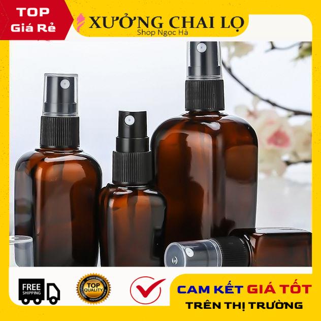 Chai Xịt Phun Sương ❤ GIÁ RẺ NHẤT ❤ [15ml,25ml,35ml] Chai xịt phun sương Thủy tinh Nâu vuông chiết nước hoa, mỹ phẩm