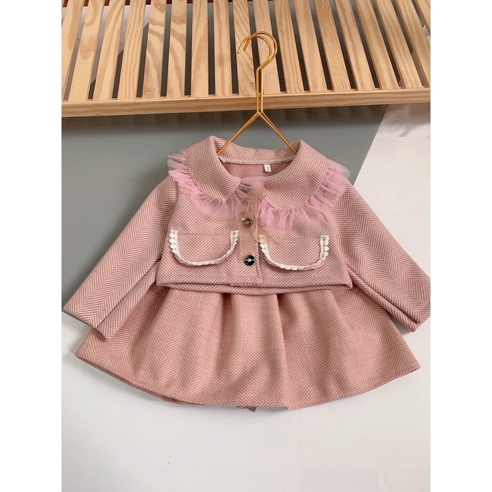 Set váy dạ hai chi tiết màu hồng siêu xinh dành cho bé gái - SBG14