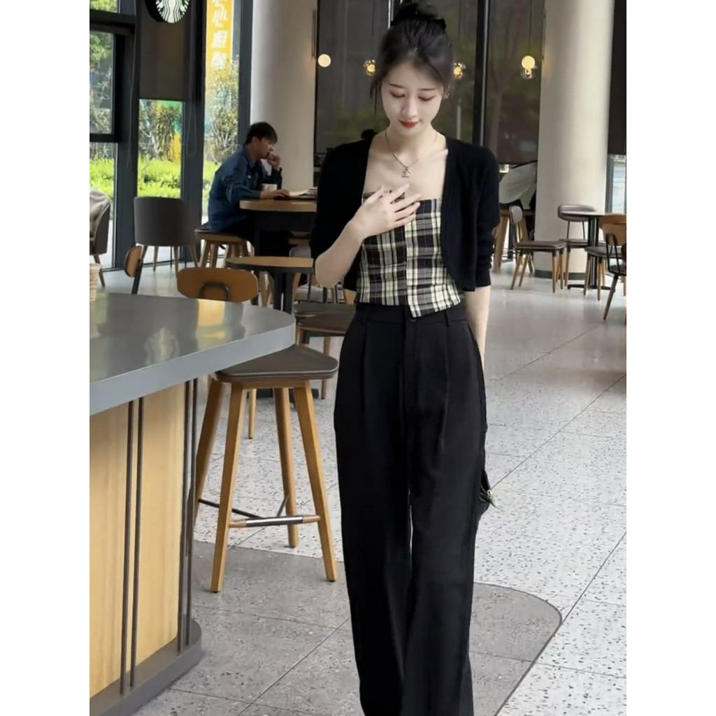 Áo Hai Dây Áo Quây Kẻ Caro Chun Lưng Chất Vải Thô Mềm Thoáng Mát S148