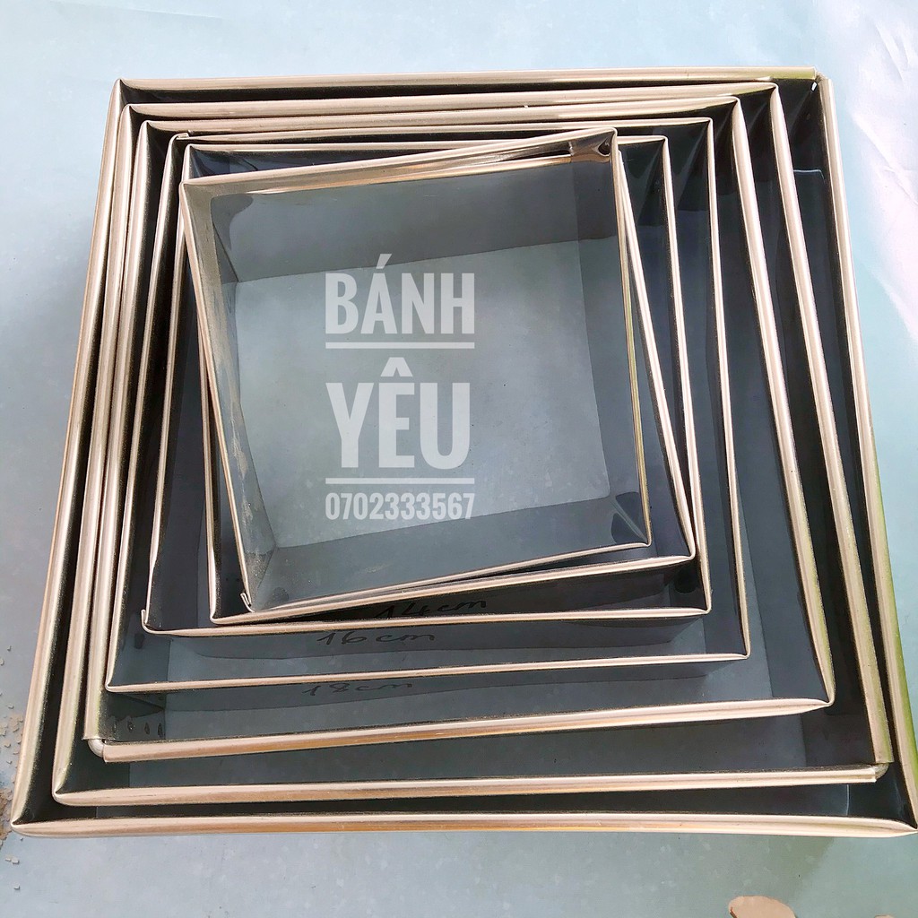 Khuôn ring vuông nhiều kích cỡ dùng làm khuôn bánh