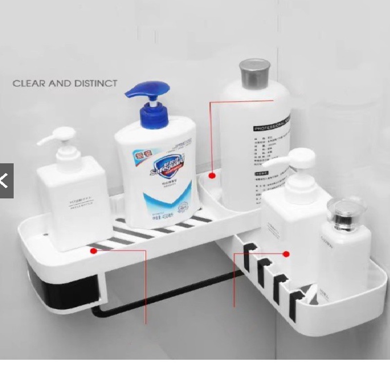 Kệ góc nhà tắm 2 tầng Thông minh xoay 180 độ dính tường Siêu chắc, Giá góc nhà tắm đa năng dán tường không khoan đục