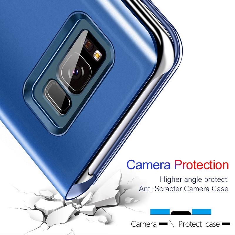 Bao da điện thoại nắp lật tráng gương dạng cứng cho Samsung Galaxy A21s A31 A01 A11 A21 M21 M31 M11