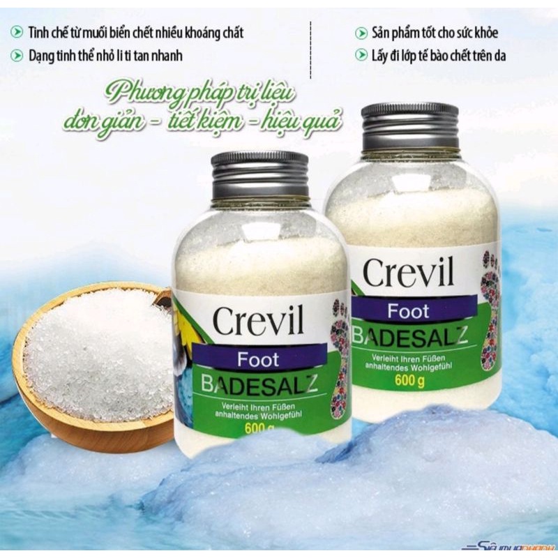 Muối khoáng ngâm chân biển chết Crevil Foot Badesalz ⚡ Chính hãng ⚡ Nhập khẩu Đức Hộp 600g
