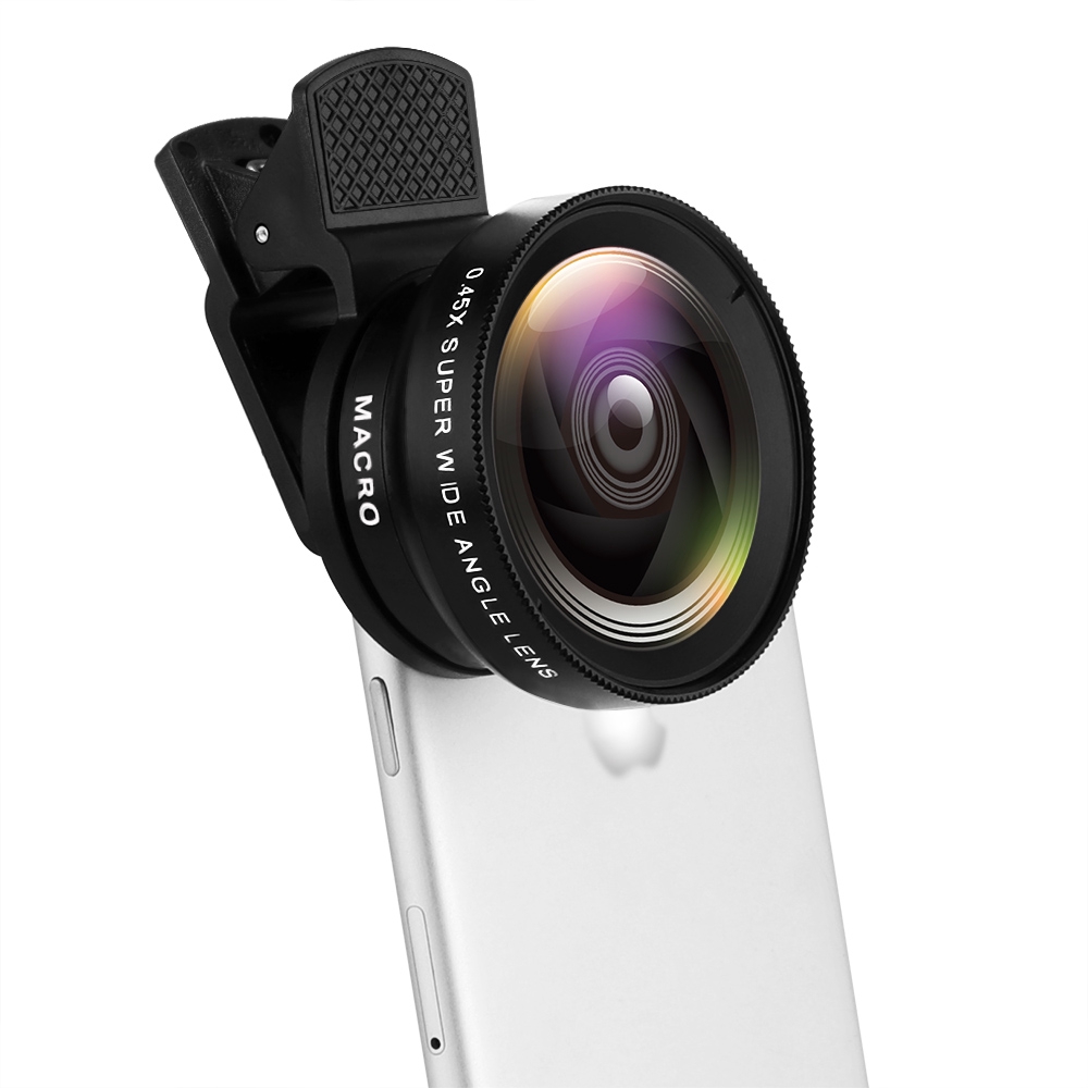 Ống kính macro góc siêu rộng +12.5X 37MM 0.45X 49UV kẹp máy ảnh điện thoại