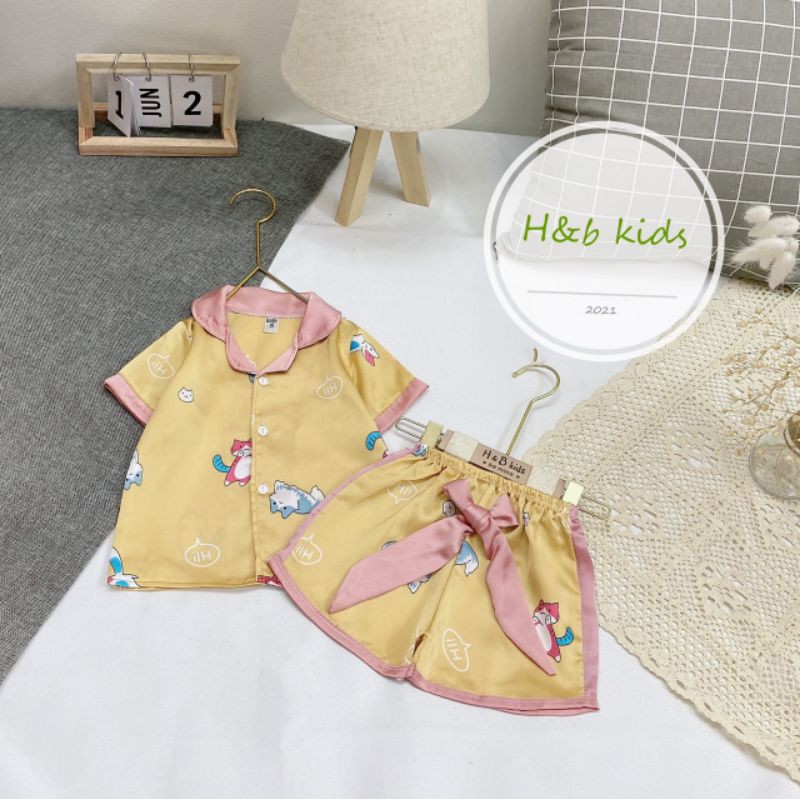 ✓8-16kg✓ Set bộ pyjama lụa cho bé gái size nhí xinh yêu