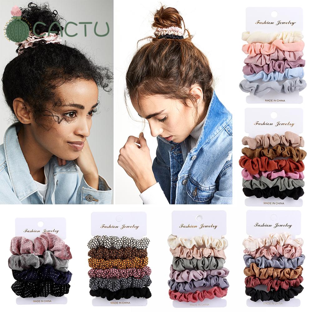 Set 4/6 đồ cột tóc vải lụa nhưng phong cách cổ điển thời trang dành cho nữ