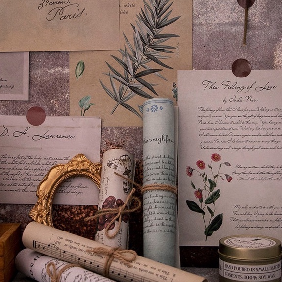 POSTCARD VÀ CUỘN GIẤY BÁO vintage phụ kiện trang trí chụp ảnh xinh xắn. SET ẢNH GIẤY CỔ ĐIỂN decor