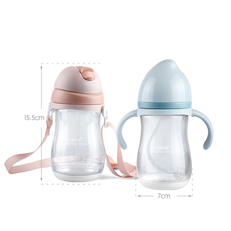 Bình uống nước có tay cầm và dây đeo Ck Bebe nhựa PP 240ml