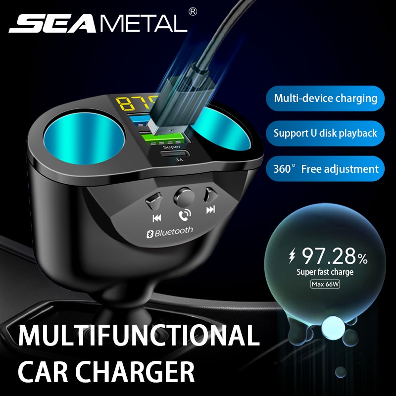 Tẩu sạc nhanh SEAMETAL QC3.0 + PD Type C cổng USB kép 66W 12V / 24V thích hợp cho điện thoại