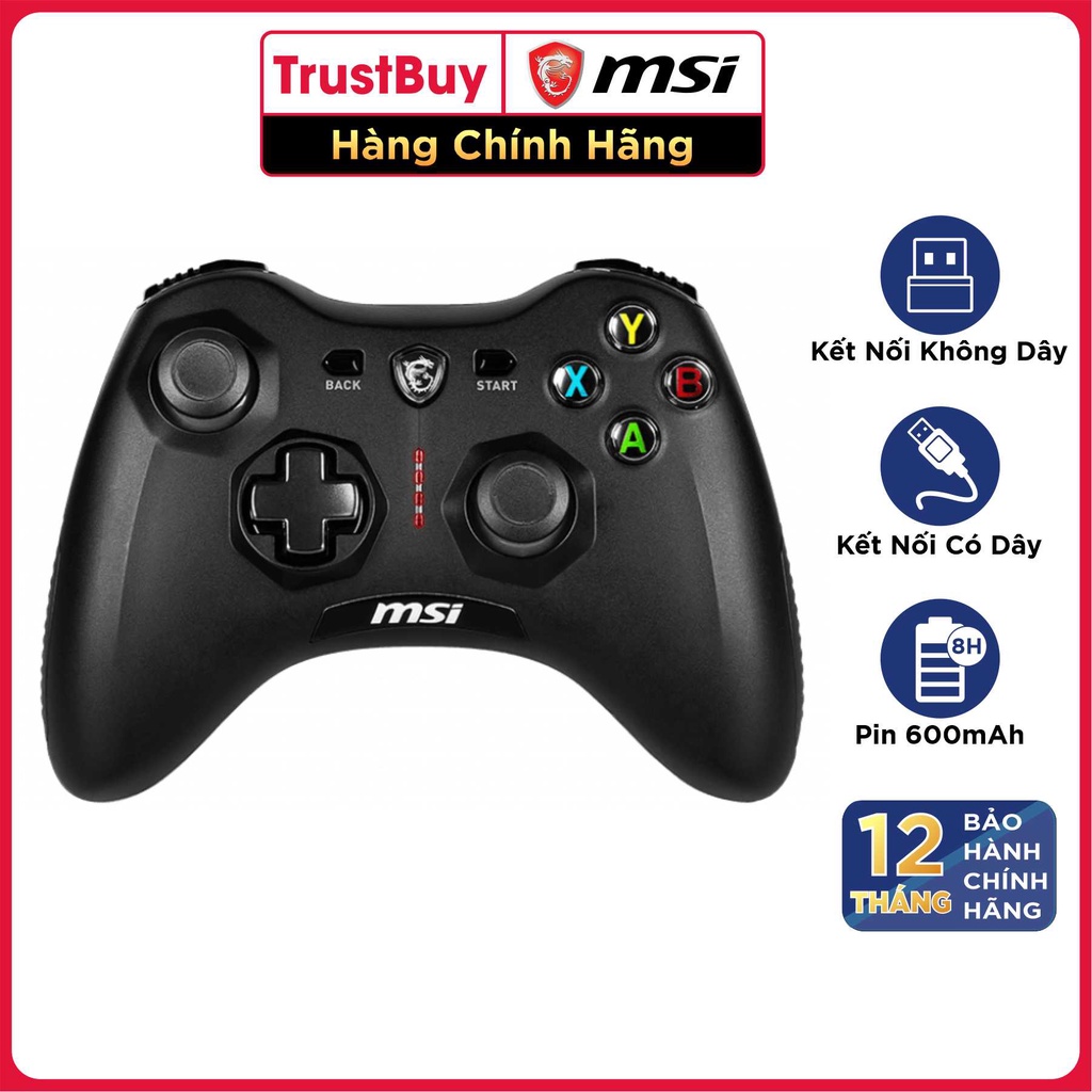 Tay Cầm Chơi Game Không Dây MSI Force GC30 V2 Dây Dài 2M, Tương Thích PS4, PC Laptop Windows, Điện Thoại Máy Tính Bảng