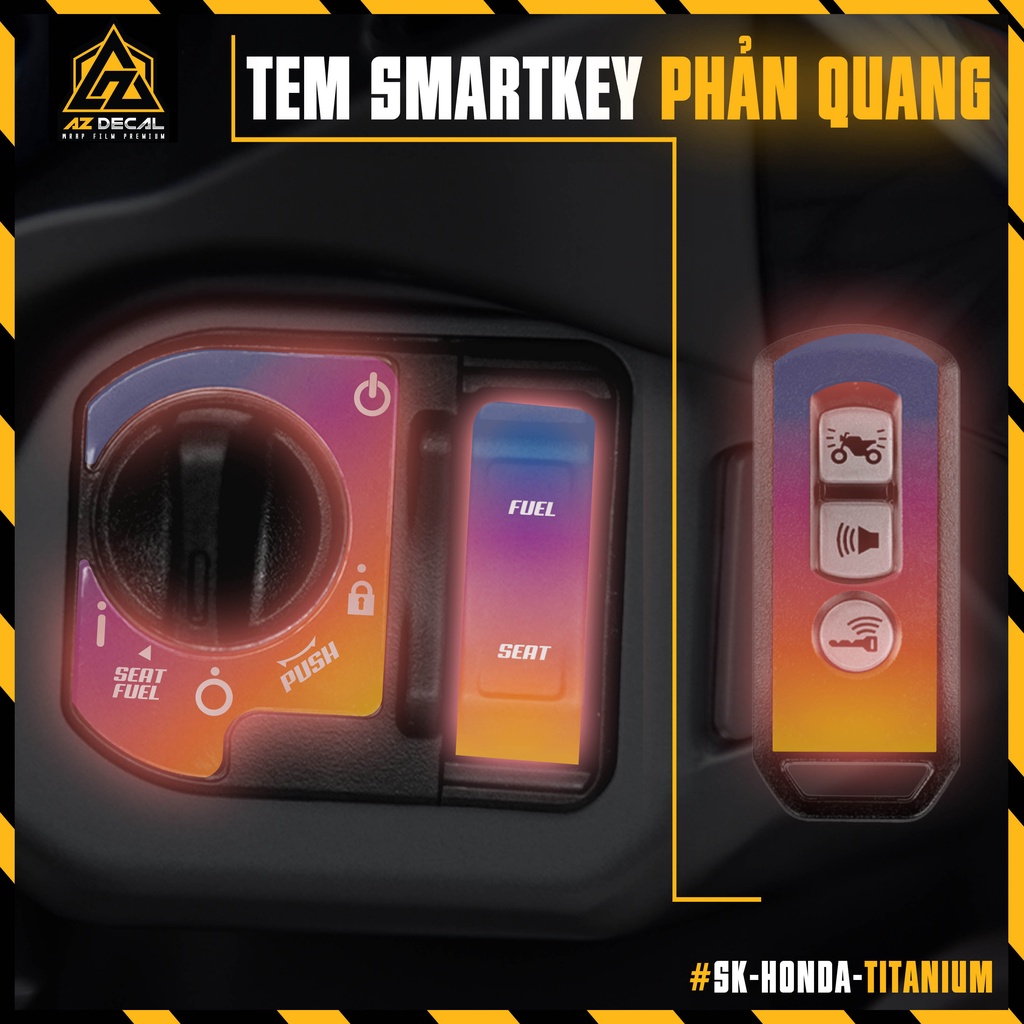 Decal Titan Phản Quang Dán Khóa Thông Minh Xe Honda SH, Air blade, Vision,... | SK-HONDA-TITANIUM | Tem Dán Smartkey