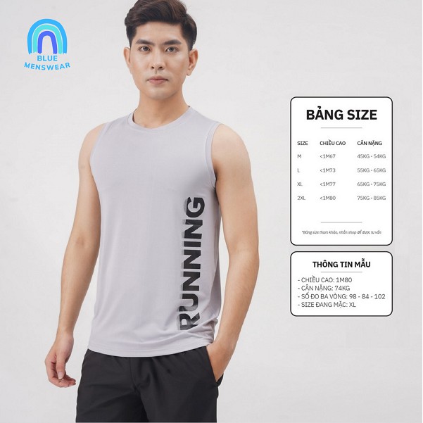 Áo sát nách thể thao Áo ba lỗ thể thao nam SPORT RUNNING GYM giá rẻ mới nhất 2021 BAT30 - BLUE MENSWEAR