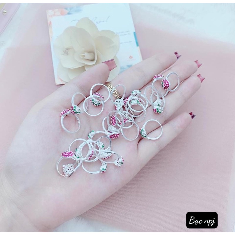 Nhẫn cho bé, nhẫn bạc quả Dâu Tây cho bé yêu , Bạc Ta  - bạc Npj