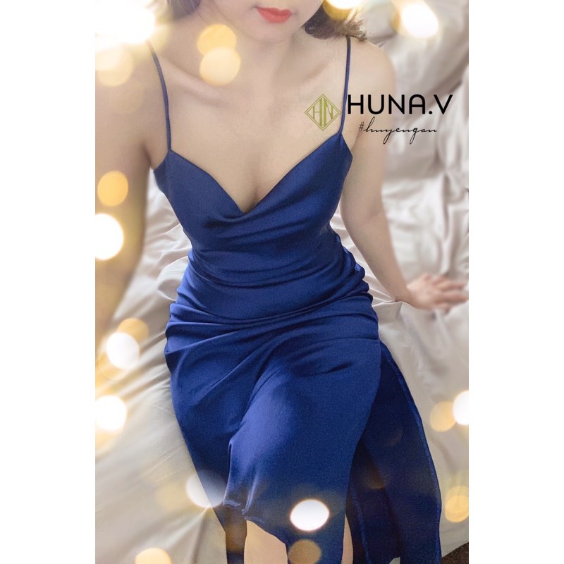 Váy Lụa Cổ Đổ Xẻ Tà - Ảnh thật tự chụp | BigBuy360 - bigbuy360.vn