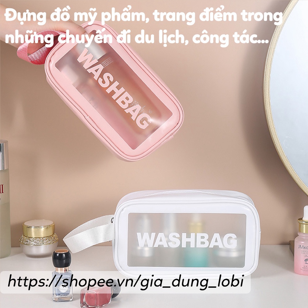 Túi đựng mỹ phẩm du lịch mini trong suốt WashBag Túi đựng đồ trang điểm makup chống nước (Combo 3 túi)