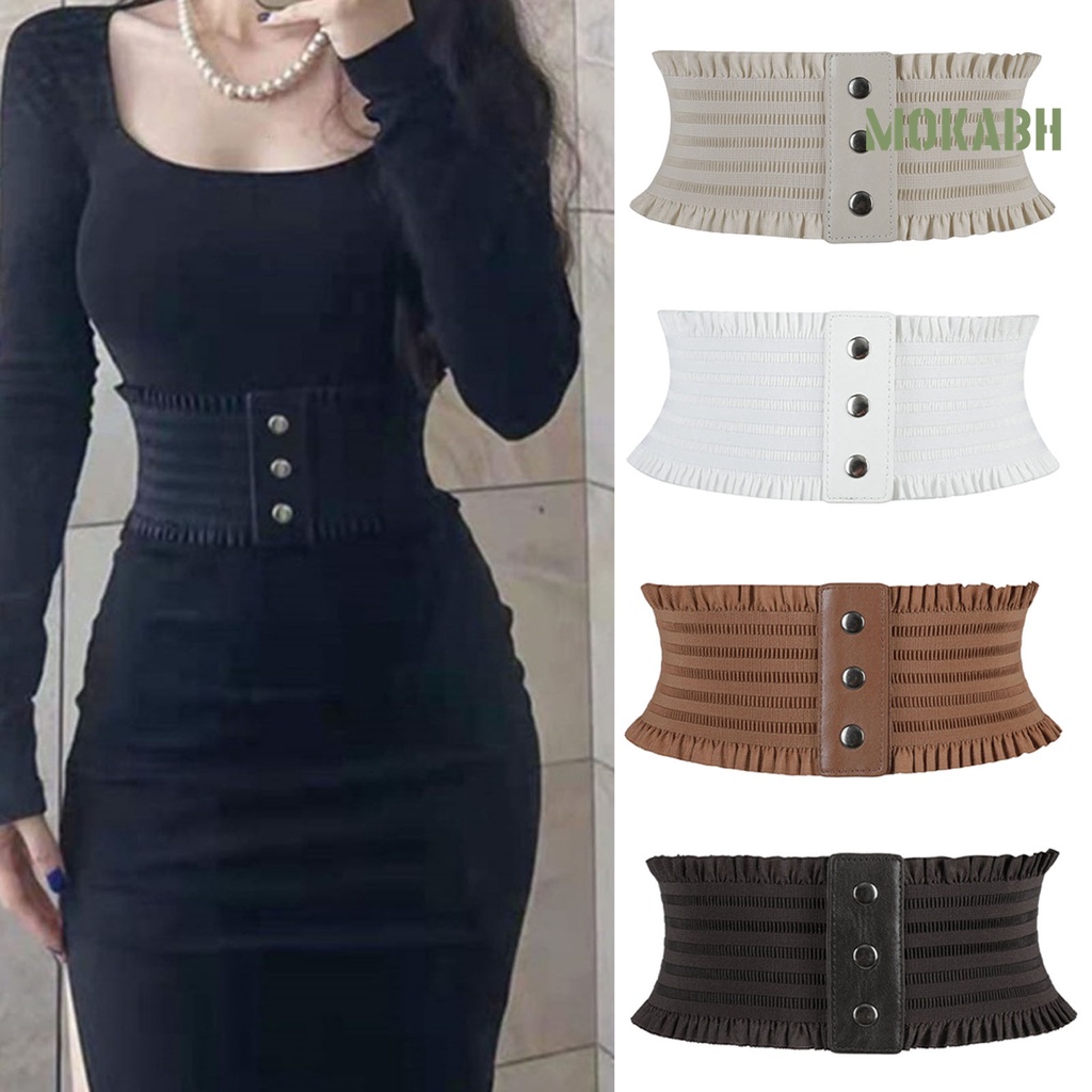 Thắt Lưng Bản Rộng Màu Trơn Co Giãn Tốt Thời Trang Dự Tiệc Cho Nữ