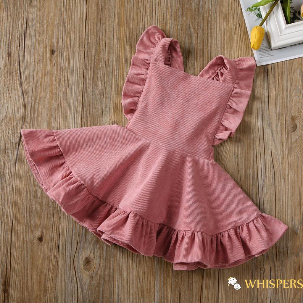 Đầm không tay cổ vuông lưng cao viền bèo thời trang thích hợp cho bé gái