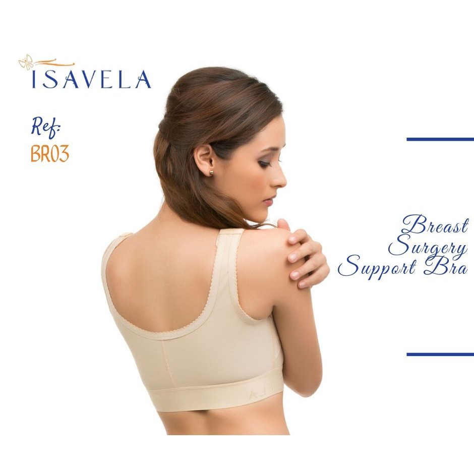 ISAVELA BR03 - Áo định hình ngực sau phẫu thuật thẩm mỹ, có dải đai ổn định ngực liền với áo