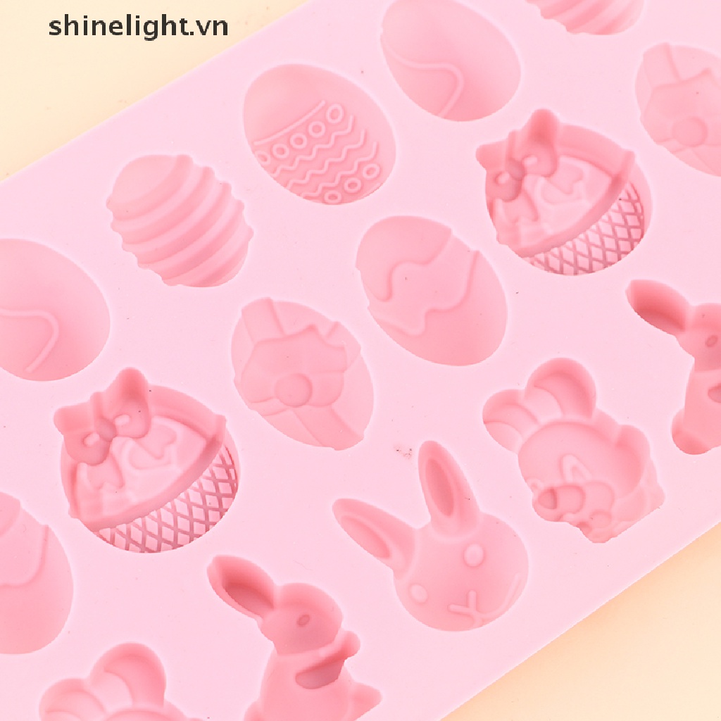 [shinelight] Khuôn Silicon Làm Bánh Kẹo Sô Cô La Hình Thỏ Phục Sinh Nhiều Màu [VN]