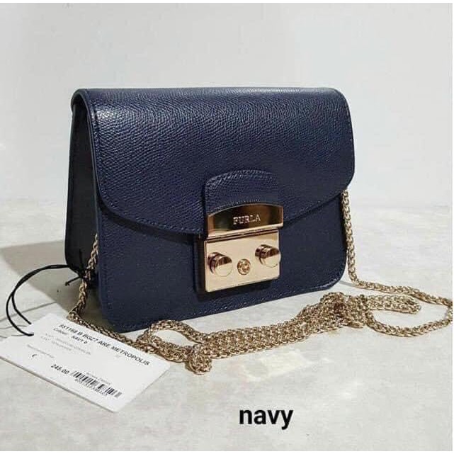 Túi xách nữ chính hãng Furla Metro mini màu xanh navy cực hiếm