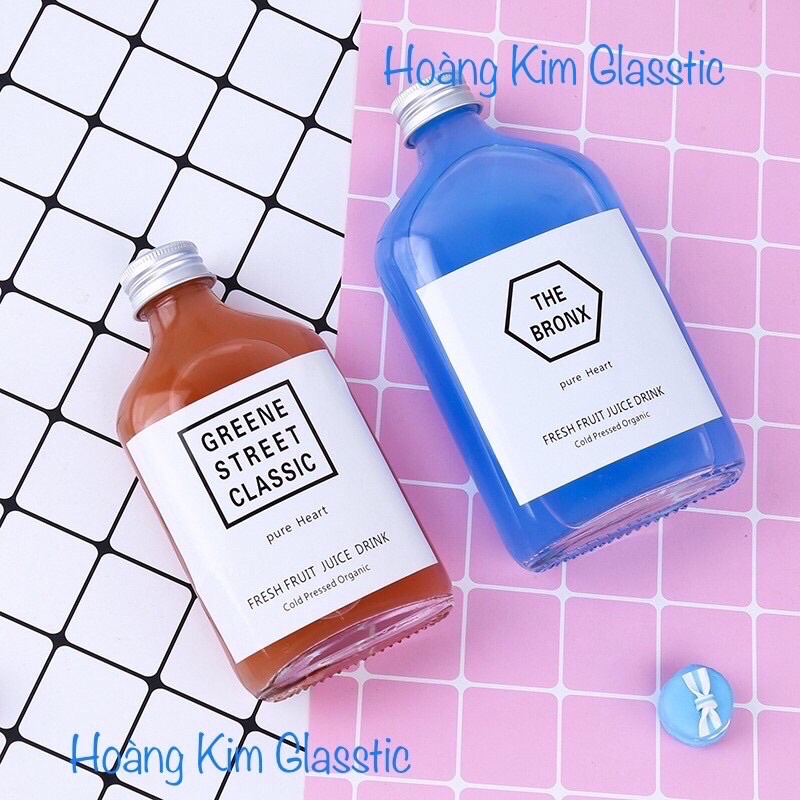 CHAI THUỶ TINH DẸP 350ml CỔ CAO NẮP NHÔM BẠC