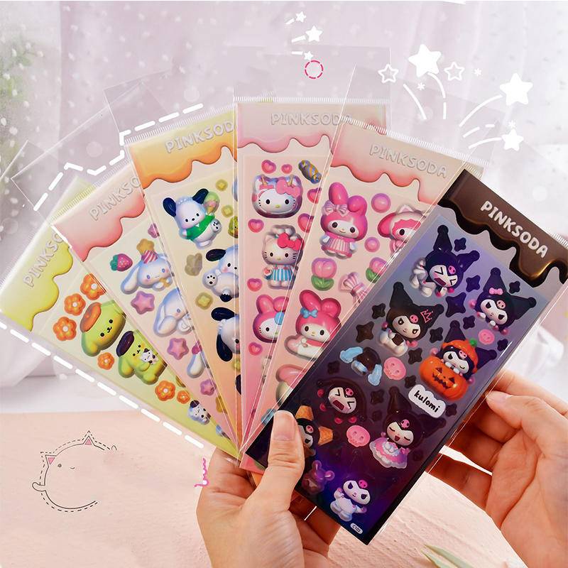 Miếng Dán Trang Trí Điện Thoại / Laptop / Vali / Sổ Tay Hình Cinnamoroll 3D DIY Sanrio mymelody