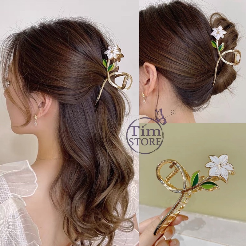 Kẹp tóc phong cách hàn quốc mới 2022 TIMSTORE phụ kiện búi tóc kim loại hoa tulip cây lúa nhiều mẫu