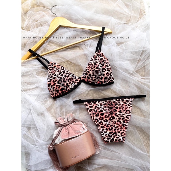 SET BRALETTE REN MÚT NGỰC QUẦN TAM GIÁC BEO HỒNG | BigBuy360 - bigbuy360.vn