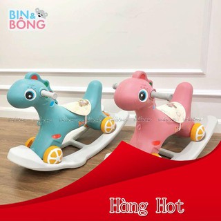 [ hot sale ] Ngựa Bập bênh kiêm chòi chân Cho Bé 2in1 Có nhạc