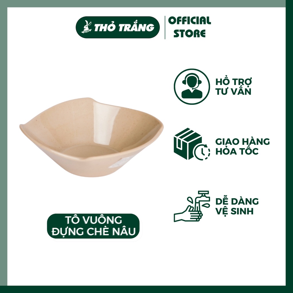 Tô Vuông Màu Nâu Nhựa Melamine Cao Cấp Fataco Việt Nam Đựng Chè, Sữa Chua