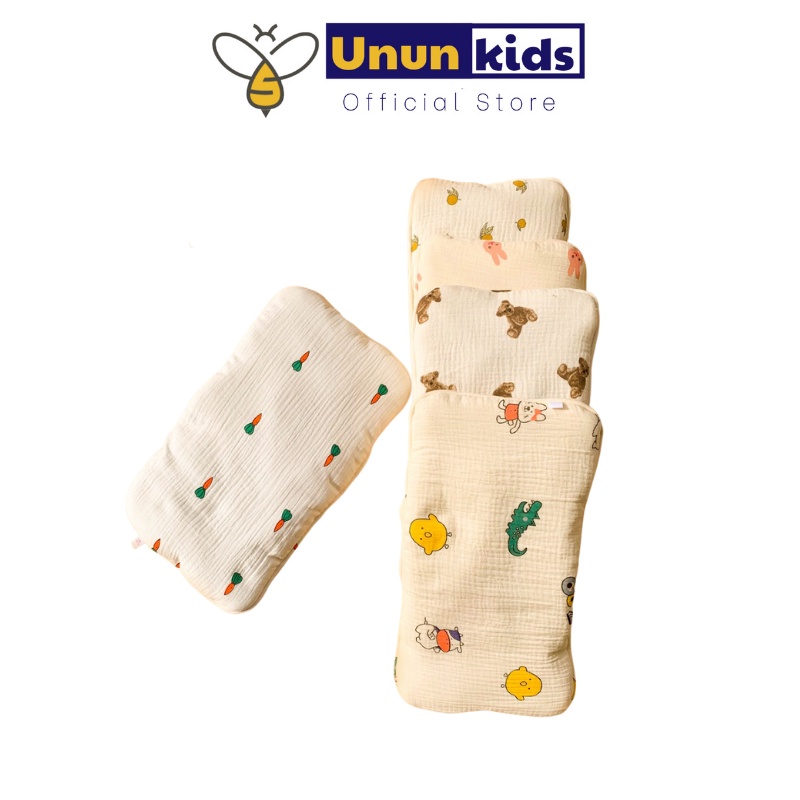 Gối Xô Cho Trẻ Sơ Sinh Họa Tiết Ngộ Nghĩnh Chất Cotton Mềm Mịn, Êm Ái - Unbee Kids - GX002