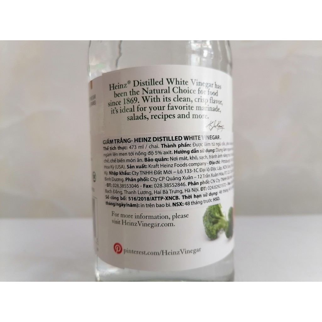 [Chai Thủy Tinh 473ml] GIẤM TRẮNG [USA] HEINZ Distilled White Vinegar (dmi-hk)