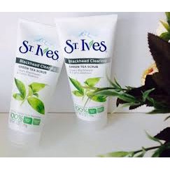 Tẩy da chết làm sạch mụn đầu đen chiết xuất trà xanh ST.Ives Blackhead Clearing Green Tea Scrub 170g - USA Chính Hãng