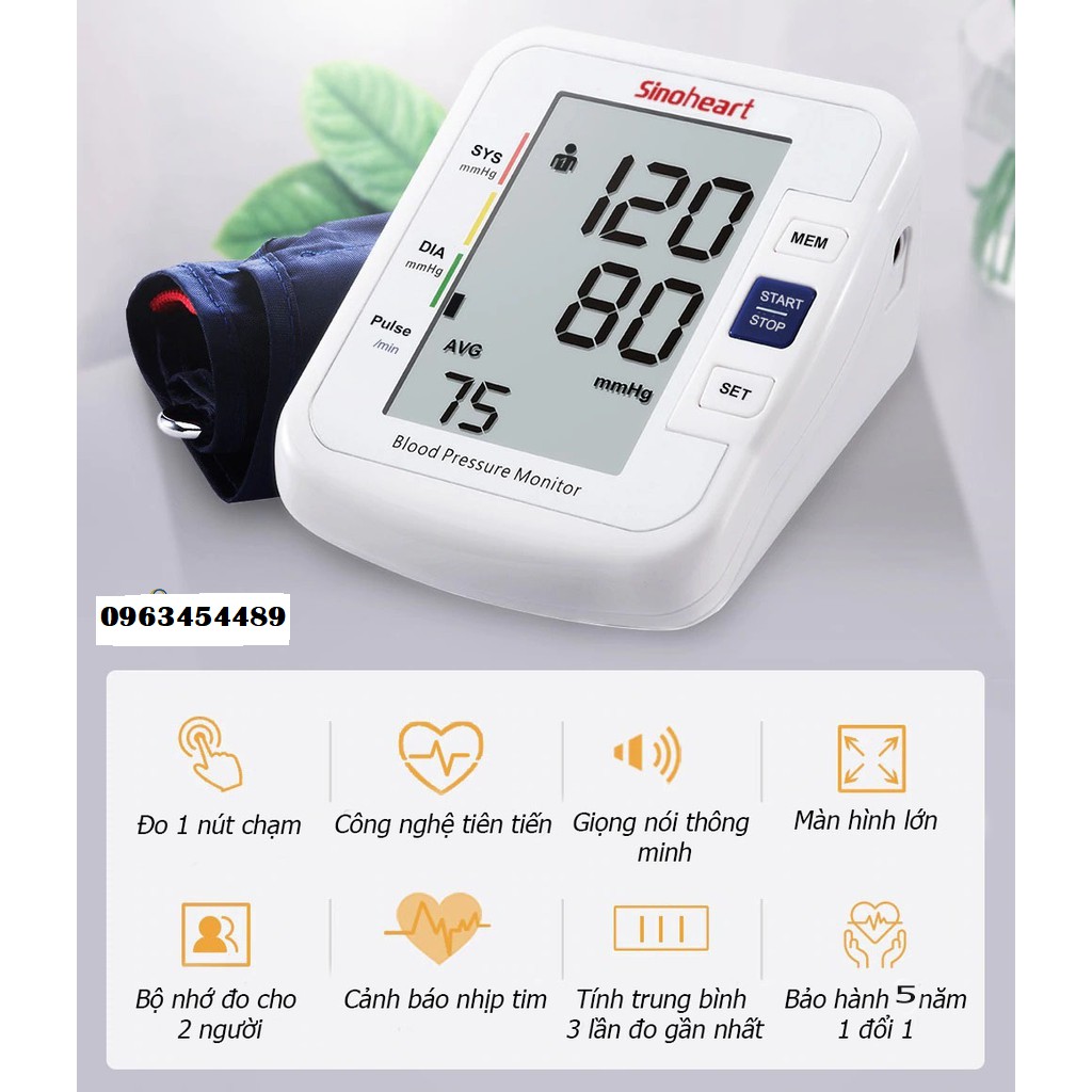 Máy đo huyết áp bắp tay Sinocare Sinoheart BA-801 Công nghệ Đức có giọng nói