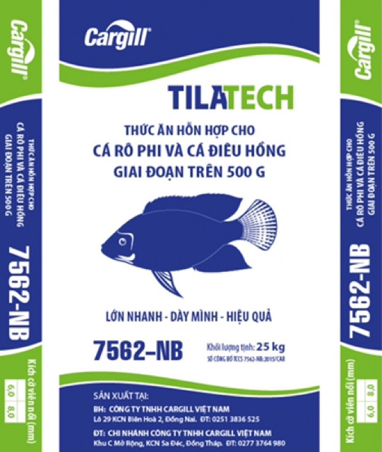 1KG Cám cá cargill 7562 (NA-NB) 28% đạm cho cá ăn - dùng câu cá,rô phi,điêu hồng