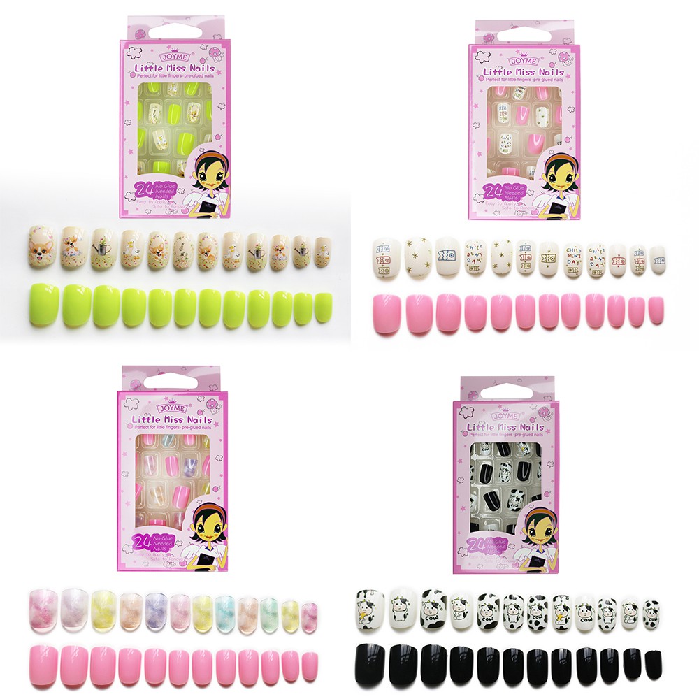 [Hàng mới về] Bộ 24 móng tay giả chuyên dụng cho bé
