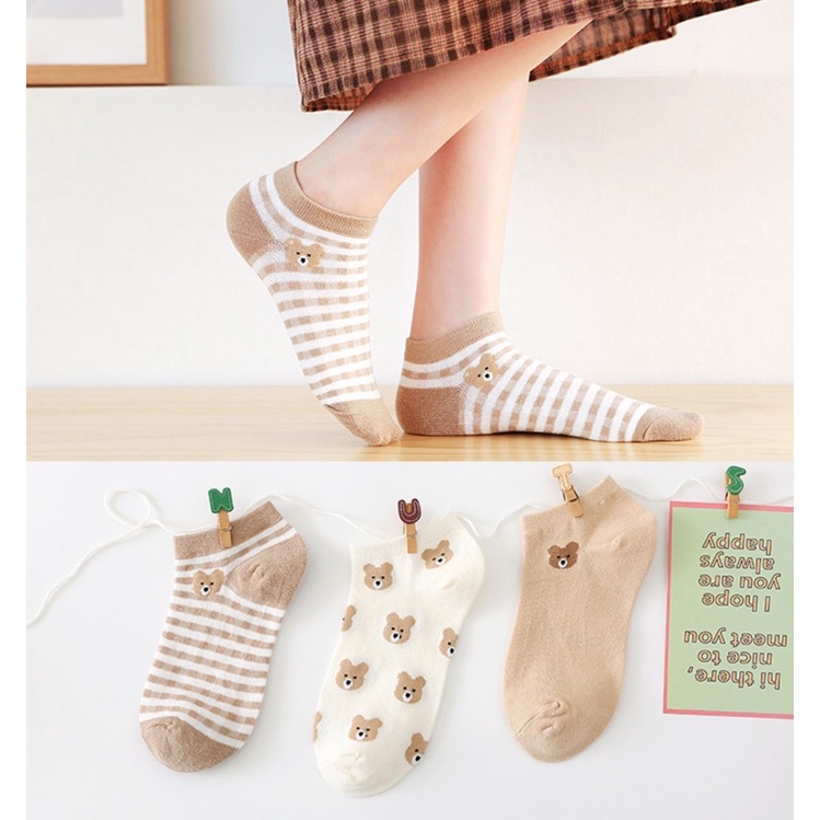 V04/Vớ tất cổ ngắn vintage Hàn Quốc sinh viên retro tất ngắn cotton phụ kiện giày phong cách Nhật Bản Harajuku vải bông